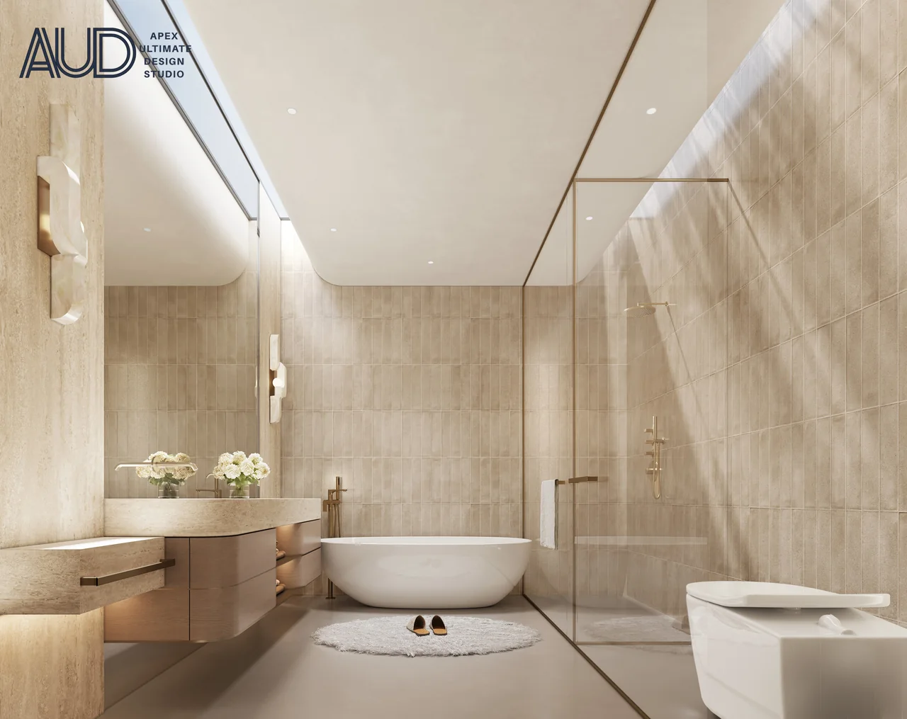 Eden Crest Residence 主卫设计效果图，天光与独立浴缸